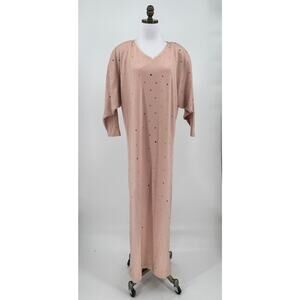 Vintage 80's Amen Wardy Pink Rhinestone 3/4 Sleeve Long Sweater Dress